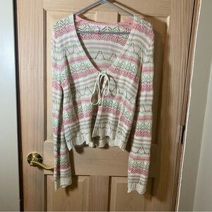 No Boundaries Pink and Green Knit Sweater
